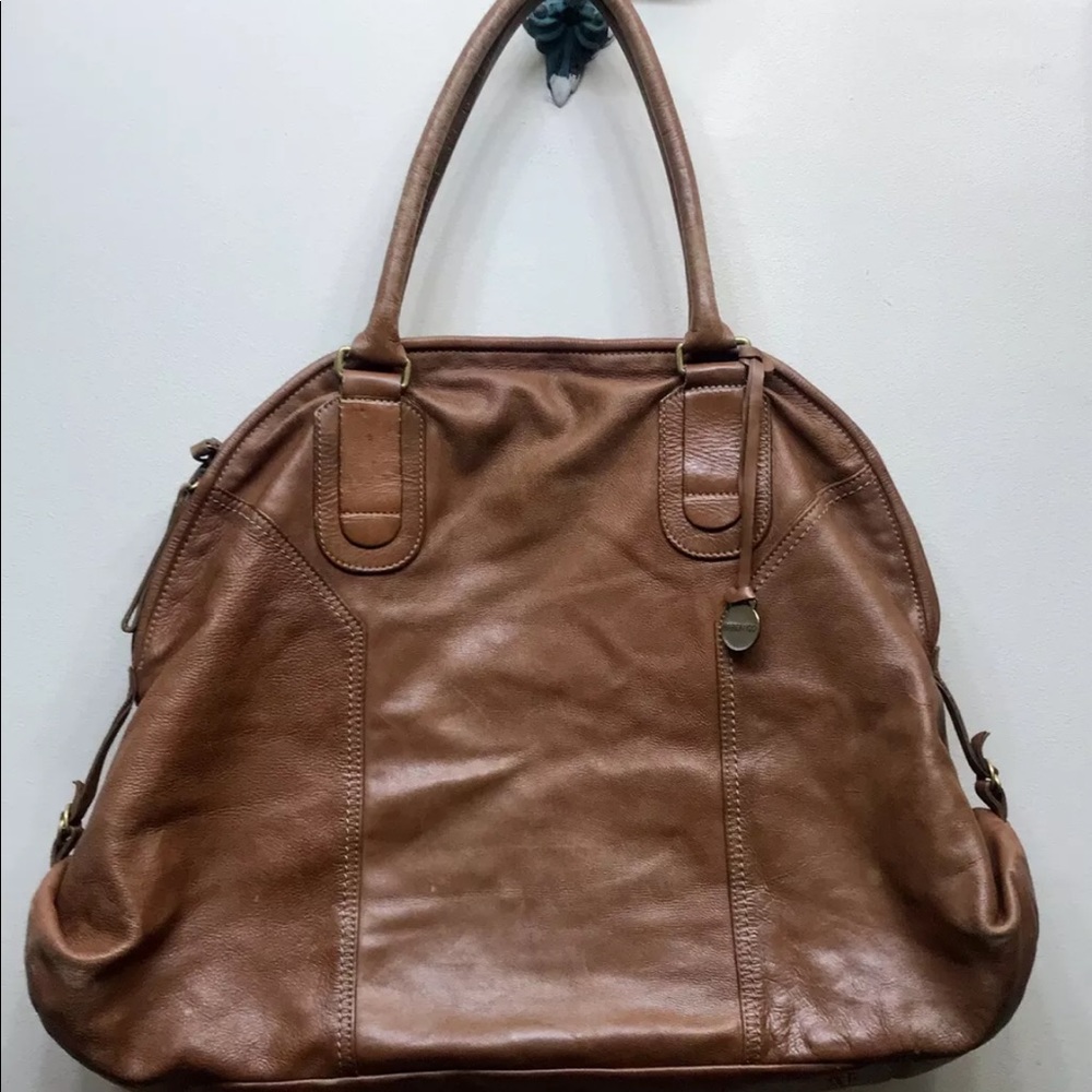 Vintage Rabeanco Women’s Large Tan Leather Satchel Shoulder bag Italy